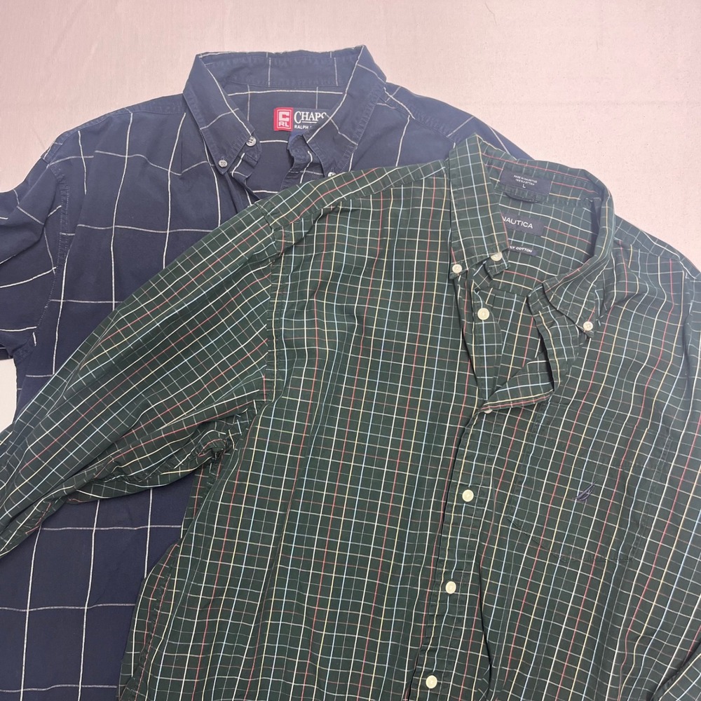 Lot of 2! Mens Ralph Lauren‎ Nautica Button Down Shirt, Long Sleeve - Large